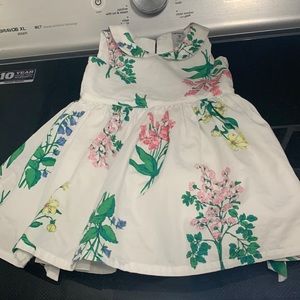 Girls lined crinoline dress flowers floral Peter Pan collar